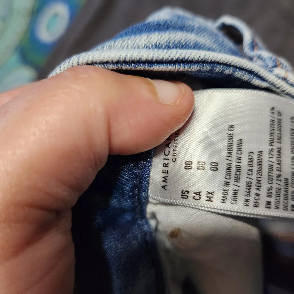 American Eagle Blue Distressed Jean Shorts - Picture 4 of 6